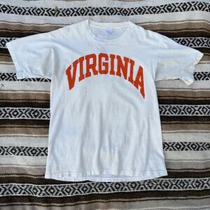 Vintage 80's University of Virginia Cavaliers White Distressed Shirt Sz Large